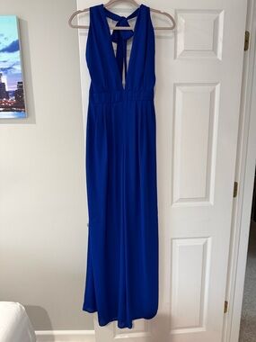 On The Road Royal Blue Wide Leg Jumpsuit Size L